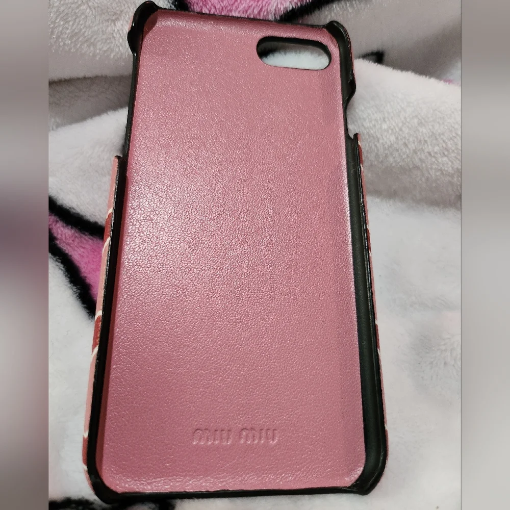 0012. Miu Miu Pink Heart-Patterned iPhone Case X XS